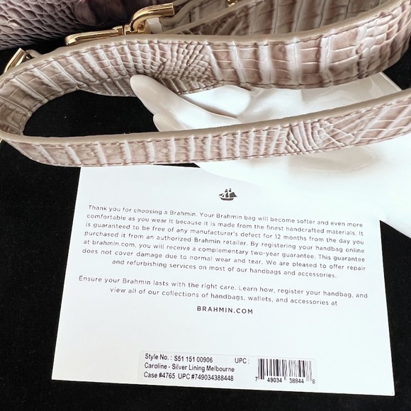 SALE! Brahmin Caroline Silver Lining Melbourne Satchel NWOT 🎉9X Host Pick🎉 - Picture 15 of 15